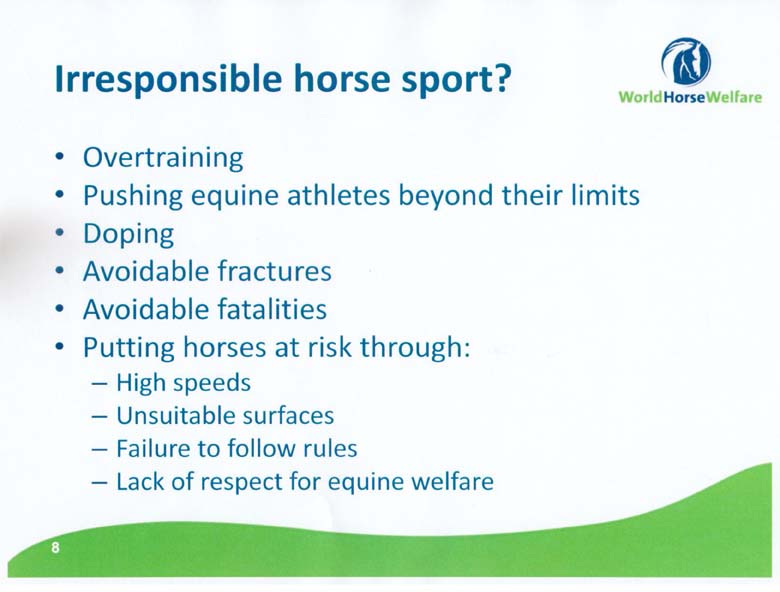 Irresponsible horse sport is our fundamental and personal responsibility.